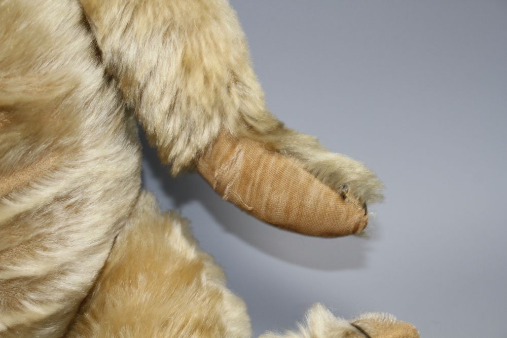 A Chiltern Hugmee c.1930 bear, 18in., blond mohair, hair loss front tummy, repair to right paw, split to left paw